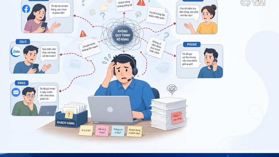 Sơ đồ các bước trong quy trình chăm sóc khách hàng trên màn hình máy tính - chăm sóc khách hàng đa kênh