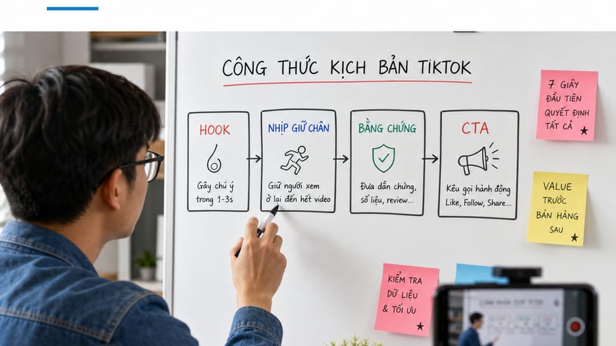 Người dùng mở ứng dụng TikTok trên điện thoại với các biểu tượng mạng xã hội xung quanh
