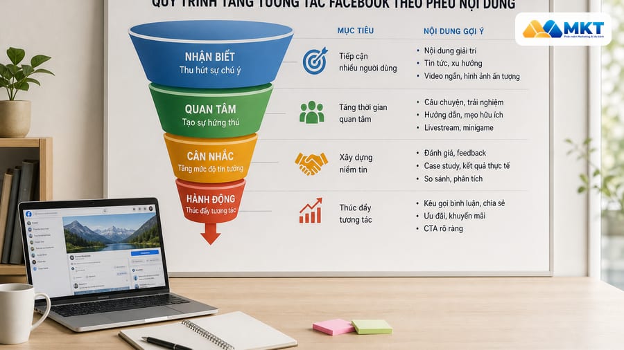 Điện thoại hiển thị phễu nội dung giúp tăng tương tác Facebook hiệu quả Điện thoại hiển thị lượt thích, bình luận và chia sẻ để tăng tương tác